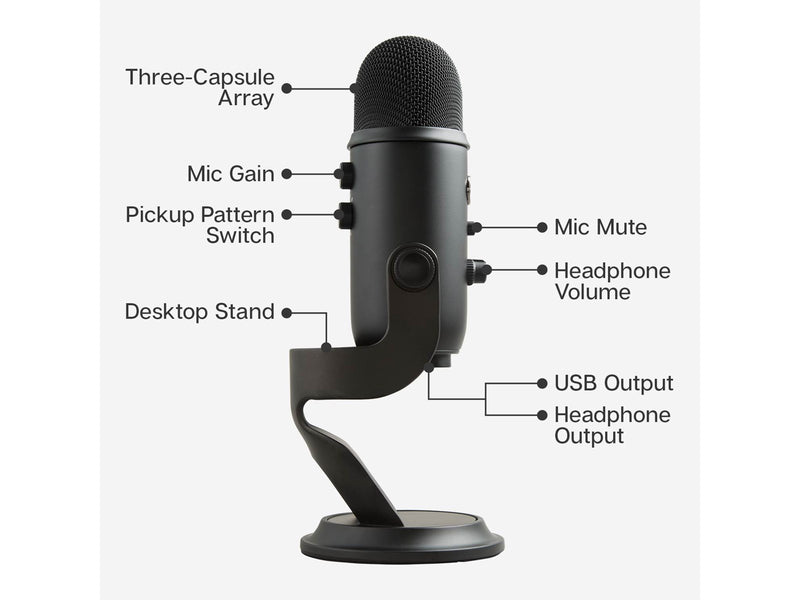 Blue Mic Yeti USB - Silver - Microphone for Windows PC and Mac