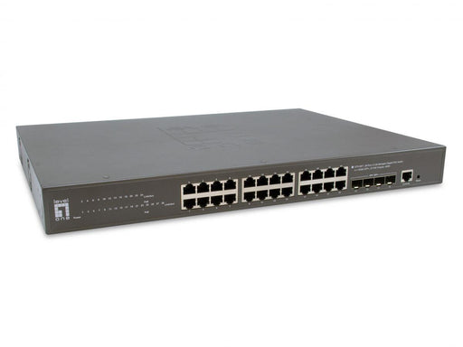 LevelOne Switch Kilby 28 Gigabit Ethernet-Ports mit 24 PoE-Ports 400W, 4 10Gbe SFP+ (GTP-2871)