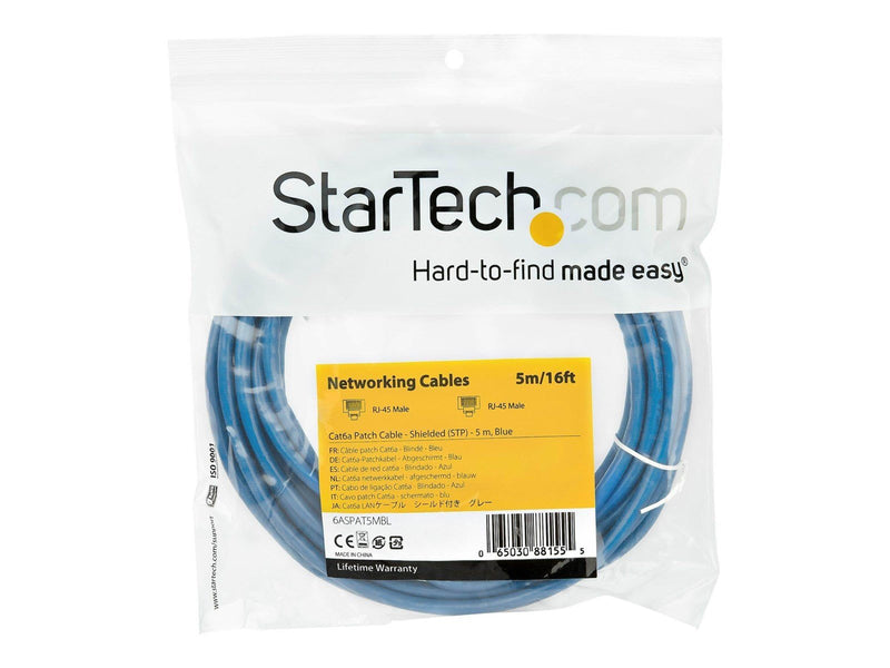 StarTech.com 5m CAT6a Ethernet Cable - Blue RJ45 Shielded Cable Snagless - patch cable - 5 m - blue - Blau - 5 meter