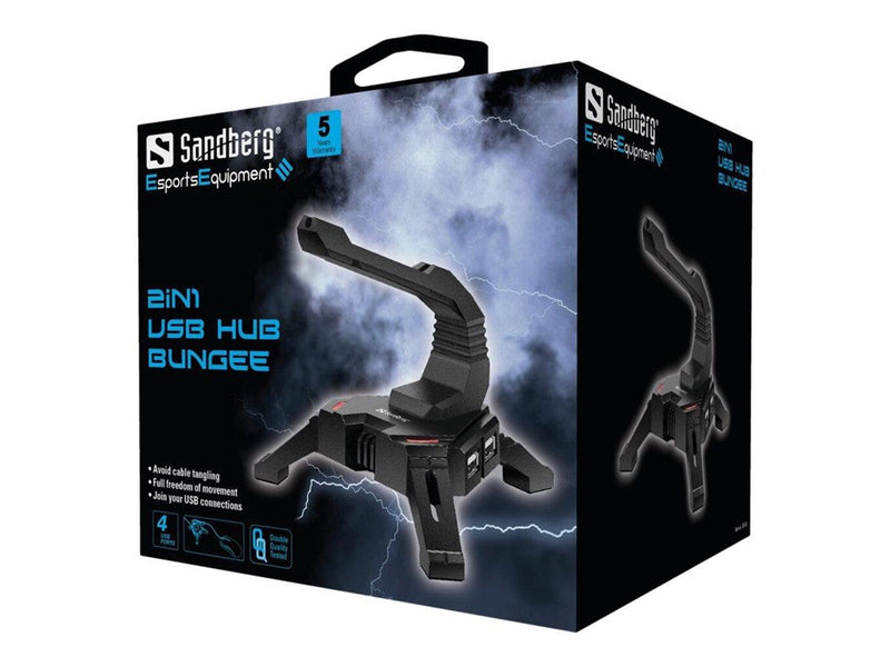 Sandberg 2in1 USB Hub Bungee USB-Hubs - 4 - Schwarz
