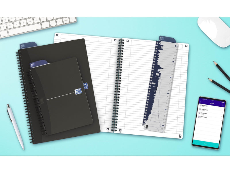 Oxford  Office Essentials A5 Soft Card Twin-wire Notebook Ruled 180 Pages Black SCRIBZEE® Compatible