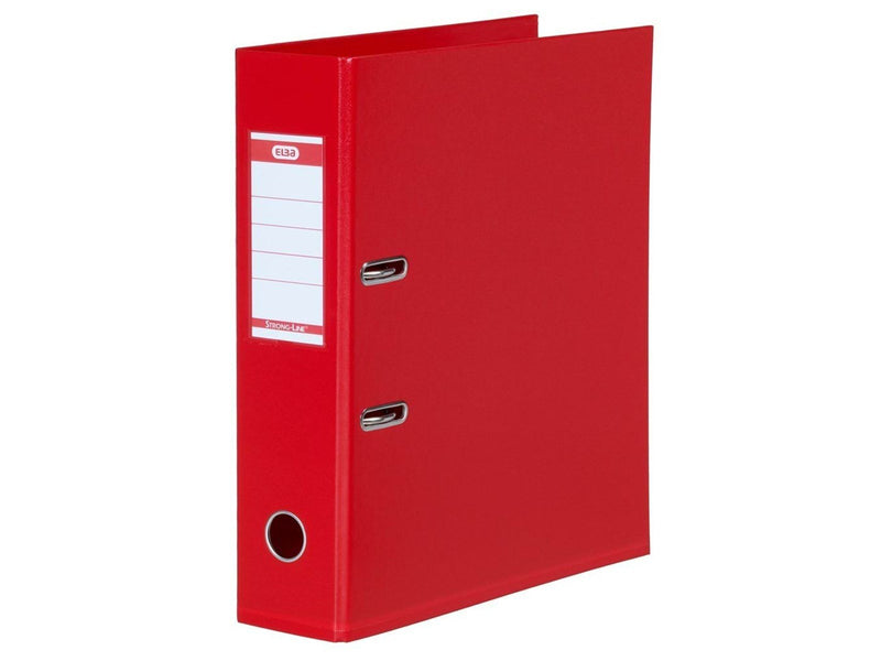 ELBA  "Strong-Line" Lever Arch File PP exchangeable spine label   Red A4 8 cm