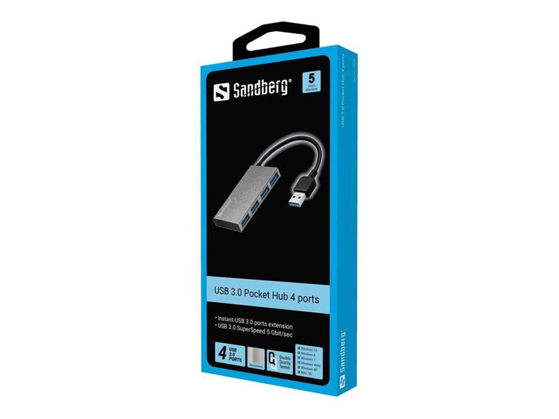 Sandberg 4-port USB 3.0 Hub USB-Hubs - 4 - silber