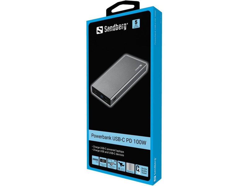Sandberg Powerbank USB-C PD 100W 20000 Powerbank (Akku) - schwarz - 20000 mAh