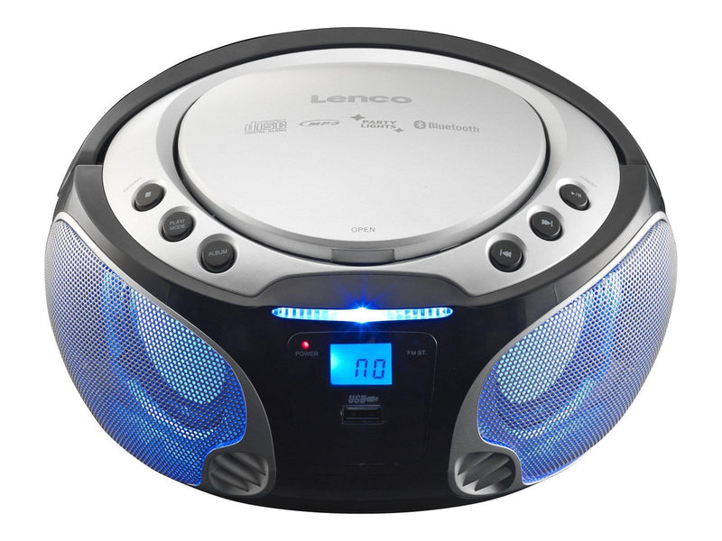 Lenco SCD-550 - Portable FM Radio CD/MP3/USB/Bluetooth® player with LED lighting - Silver