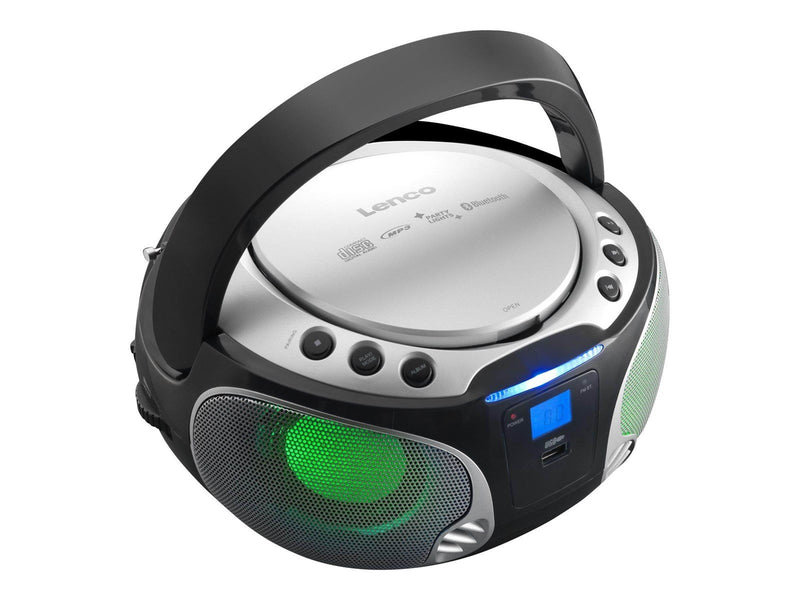 Lenco SCD-550 - Portable FM Radio CD/MP3/USB/Bluetooth® player with LED lighting - Silver