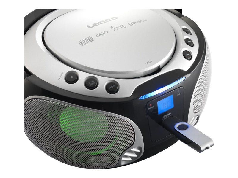 Lenco SCD-550 - Portable FM Radio CD/MP3/USB/Bluetooth® player with LED lighting - Silver