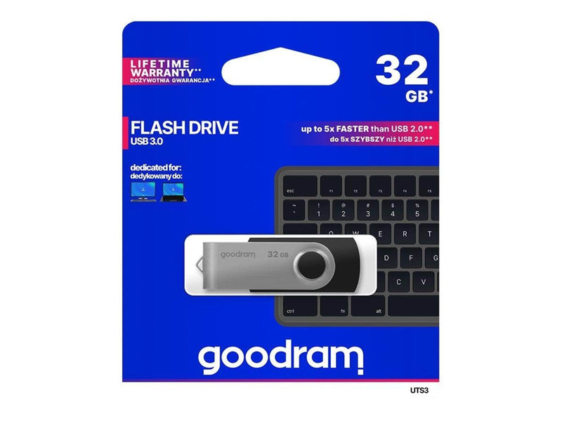 GOODRAM memory USB UTS3 32GB USB 3.0 Black - 32GB - USB-Stick