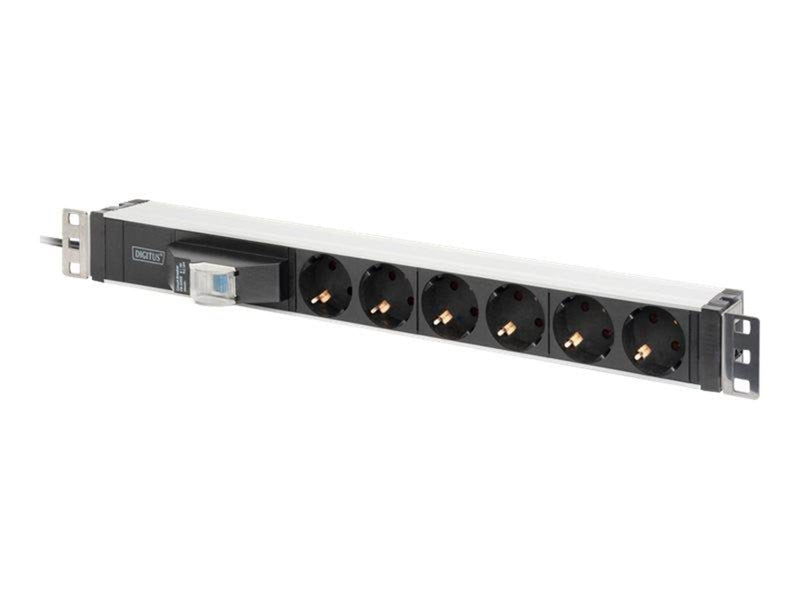 DIGITUS 6-fach Steckdosenleiste 19"" Alu..1HE.Schu