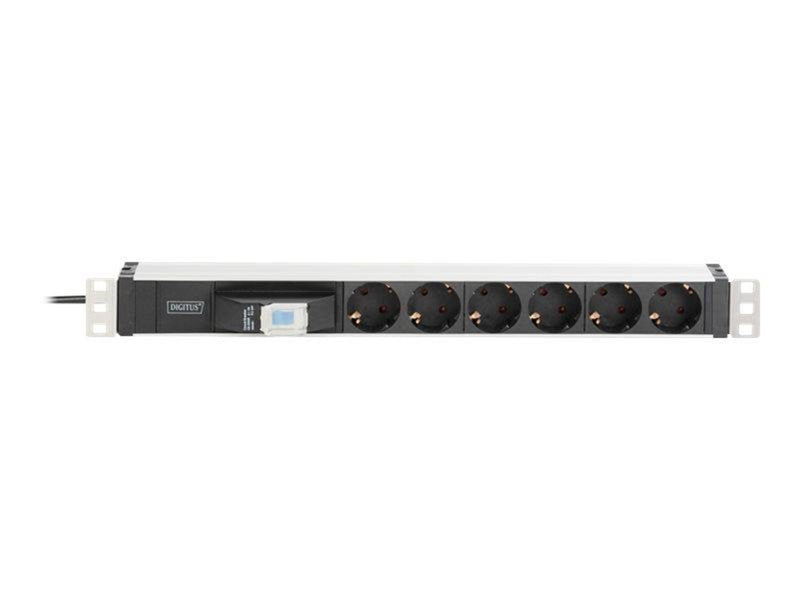 DIGITUS 6-fach Steckdosenleiste 19"" Alu..1HE.Schu