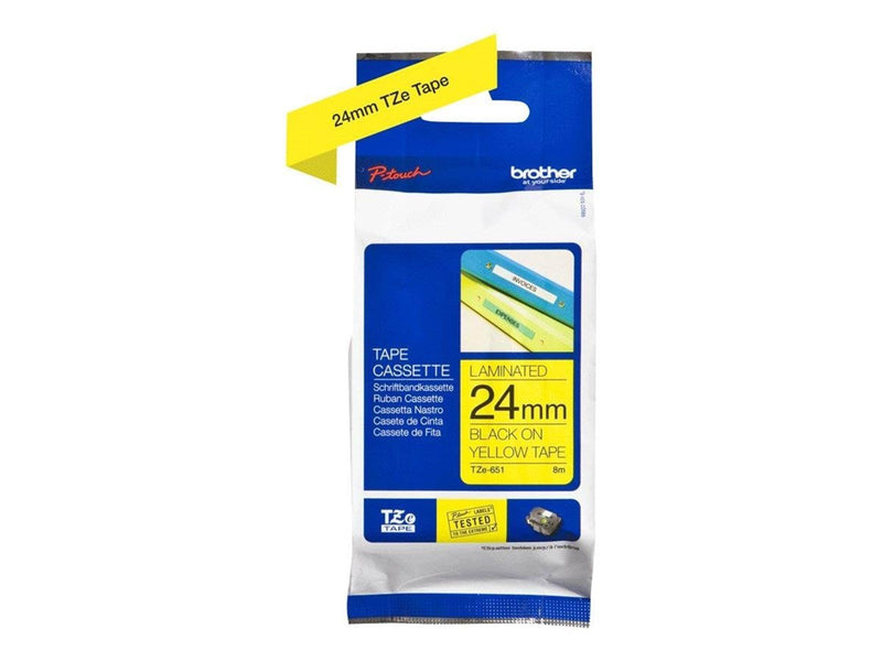 Brother TZE651 / TZe-651 Black on Yellow Ribbon (24mm x 8m)