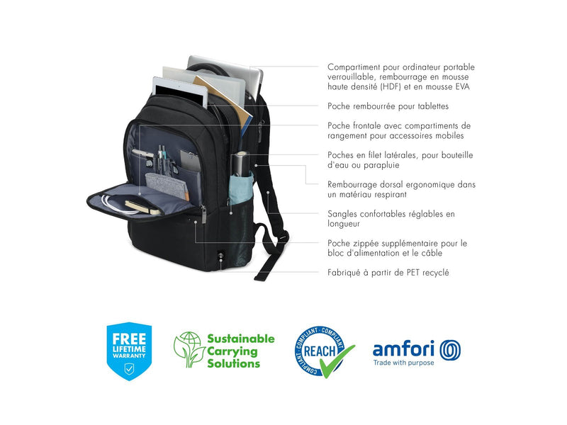 Dicota Eco Select Rucksack für Laptop 17.3" | Schwarz
