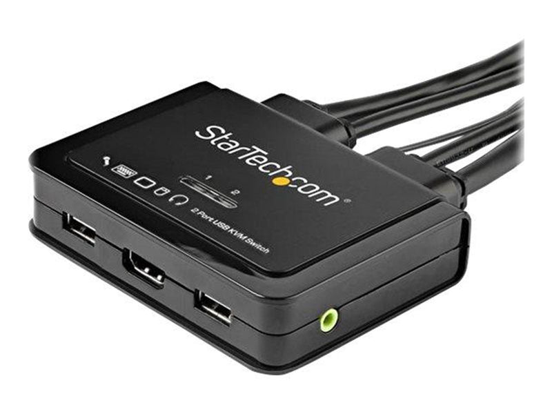 StarTech.com 2-Port HDMI KVM Switch with Built-In Cables - USB 4K 60Hz - KVM / audio switch - 2 ports