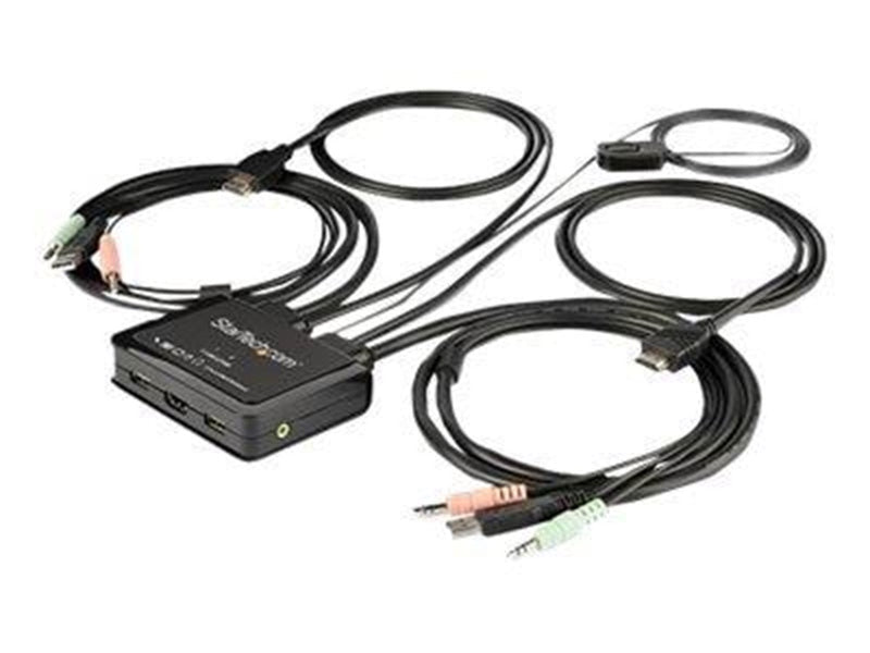 StarTech.com 2-Port HDMI KVM Switch with Built-In Cables - USB 4K 60Hz - KVM / audio switch - 2 ports