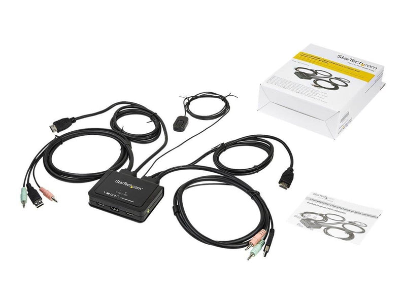 StarTech.com 2-Port HDMI KVM Switch with Built-In Cables - USB 4K 60Hz - KVM / audio switch - 2 ports