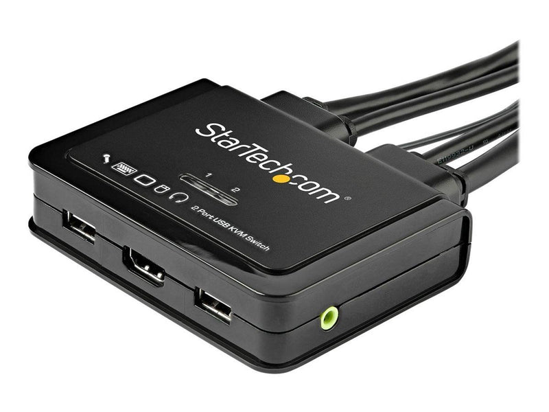 StarTech.com 2-Port HDMI KVM Switch with Built-In Cables - USB 4K 60Hz - KVM / audio switch - 2 ports