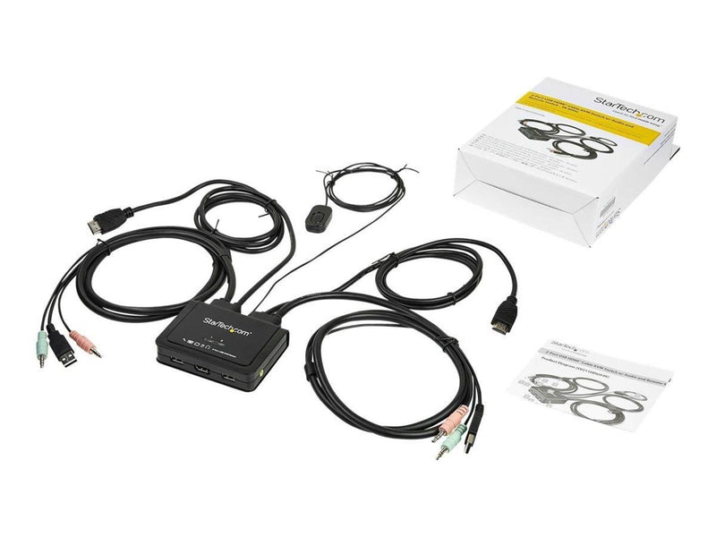 StarTech.com 2-Port HDMI KVM Switch with Built-In Cables - USB 4K 60Hz - KVM / audio switch - 2 ports