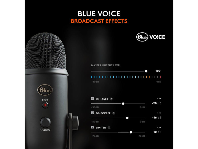 Blue Mic Yeti USB - Blackout - Microphone for Windows PC and Mac