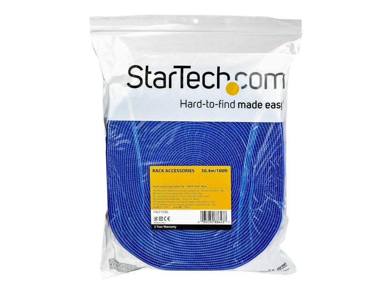 StarTech.com 100ft. Hook and Loop Roll - Blue - Cable Management - hook & loop fastener