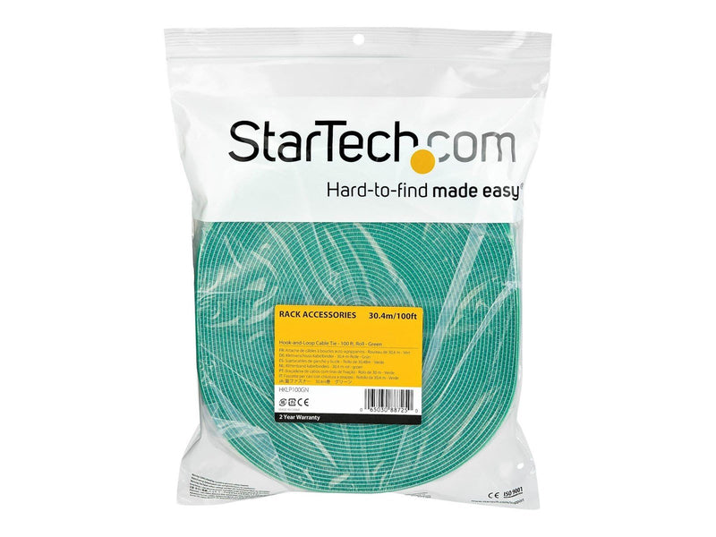 StarTech.com 100ft. Hook and Loop Roll - Green - Cable Management - hook & loop fastener