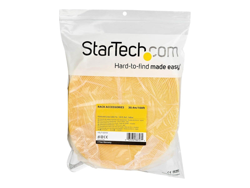 StarTech.com 100ft. Hook and Loop Roll - Yellow - Cable Management - hook & loop fastener