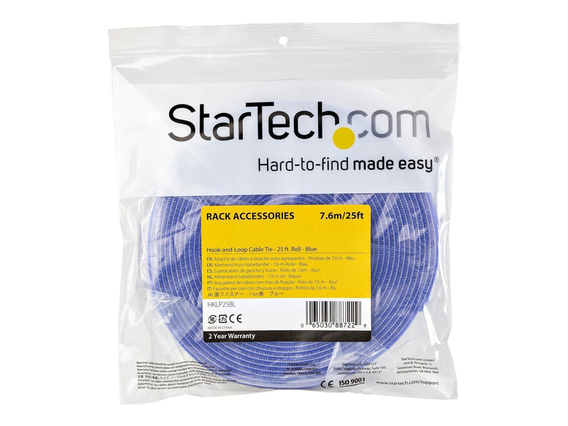 StarTech.com 25ft. Hook and Loop Roll - Blue - Cable Management - hook & loop fastener