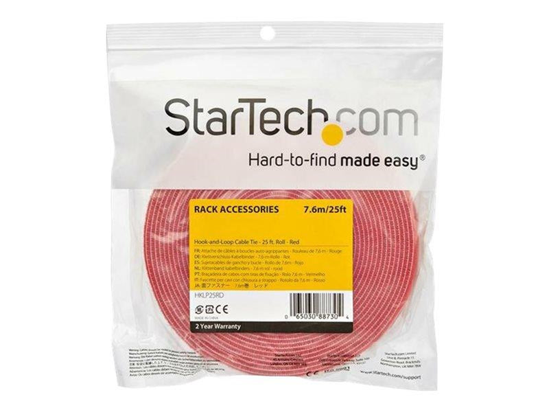 StarTech.com 25ft. Hook and Loop Roll - Red - Cable Management - hook & loop fastener