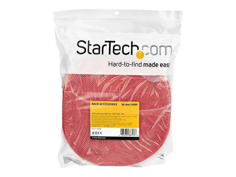 StarTech.com 100ft. Hook and Loop Roll - Red - Cable Management - hook & loop fastener