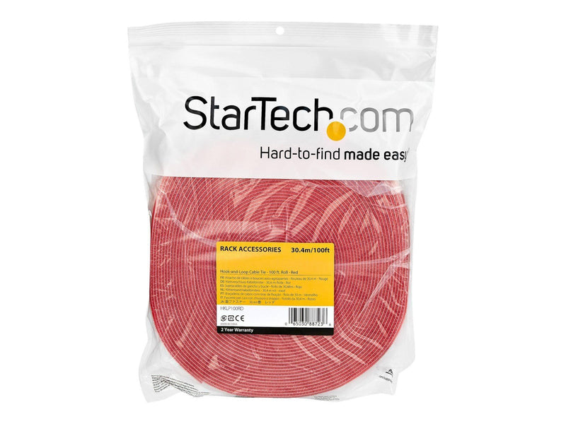 StarTech.com 100ft. Hook and Loop Roll - Red - Cable Management - hook & loop fastener