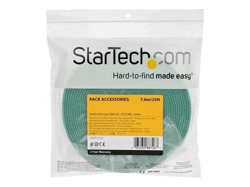StarTech.com 25ft. Hook and Loop Roll - Green - Cable Management - hook & loop fastener