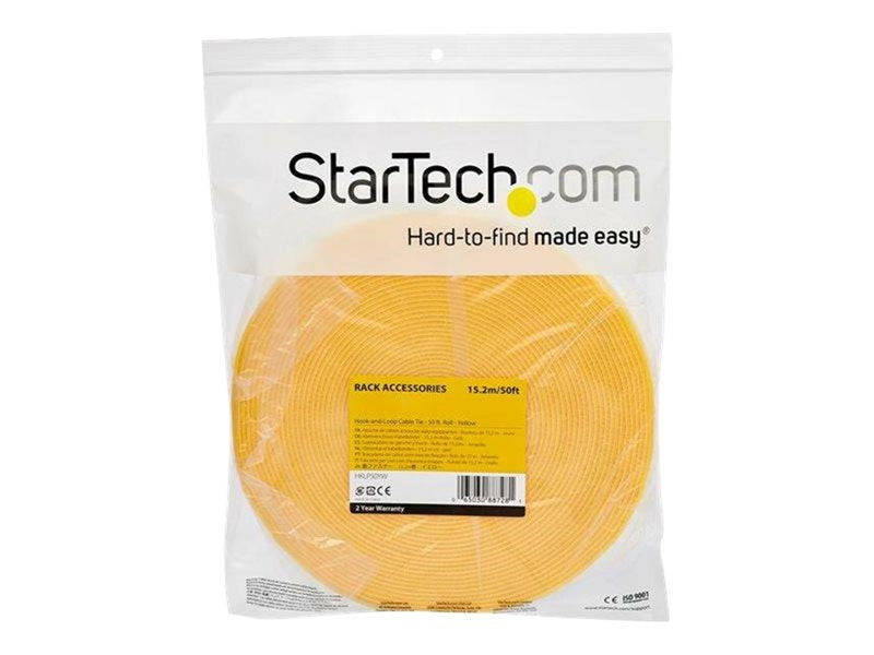 StarTech.com 50ft. Hook and Loop Roll - Yellow - Cable Management - hook & loop fastener
