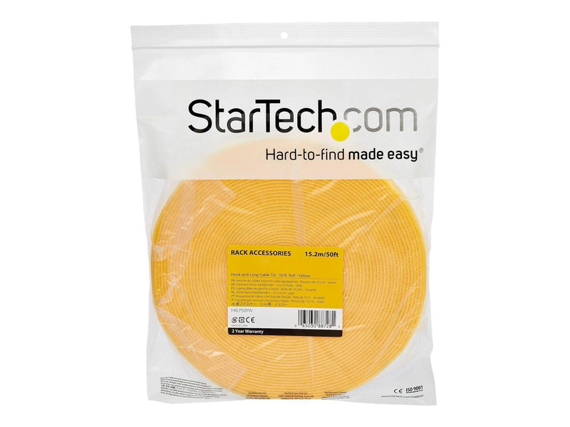StarTech.com 50ft. Hook and Loop Roll - Yellow - Cable Management - hook & loop fastener