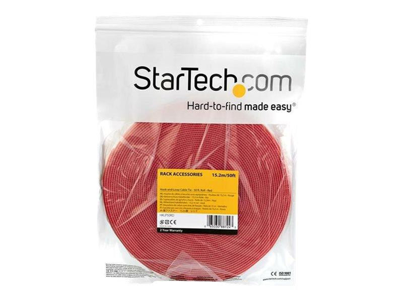 StarTech.com 50ft. Hook and Loop Roll - Red - Cable Management - hook & loop fastener