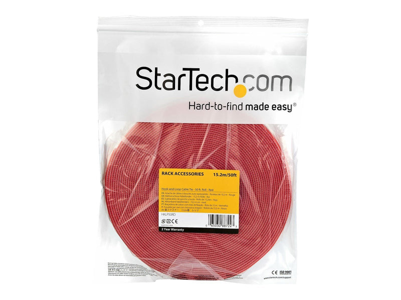 StarTech.com 50ft. Hook and Loop Roll - Red - Cable Management - hook & loop fastener