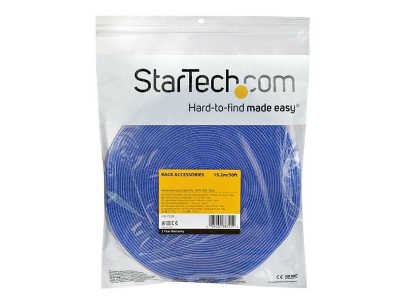 StarTech.com 50ft. Hook and Loop Roll - Blue - Cable Management - hook & loop fastener