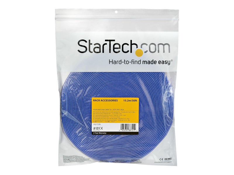 StarTech.com 50ft. Hook and Loop Roll - Blue - Cable Management - hook & loop fastener