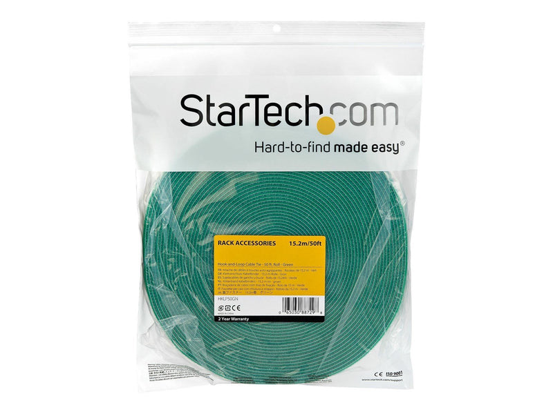 StarTech.com 50ft. Hook and Loop Roll - Green - Cable Management - hook & loop fastener