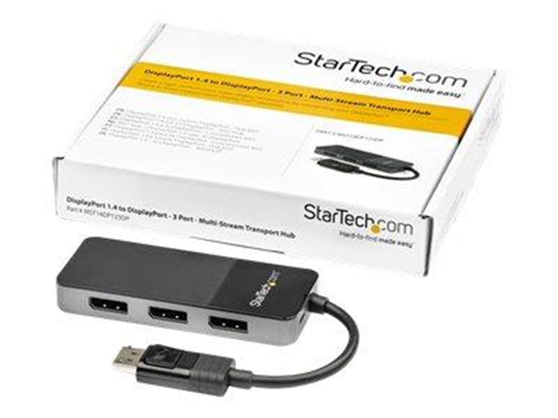StarTech.com Hub Concentrador MST DisplayPort 1.4 de 3 Puertos 4 K - Divisor Splitter - Compatible con Windows - HDR - EDID (MST
