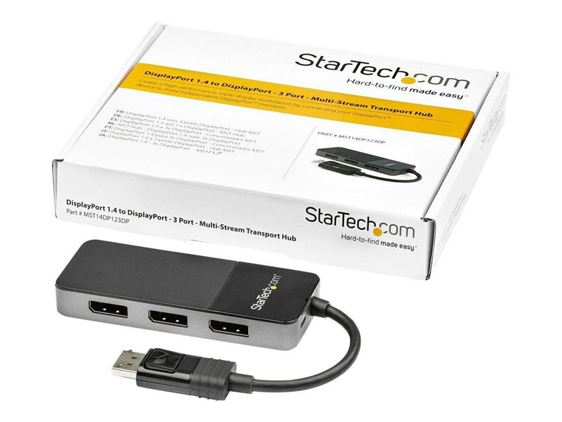 StarTech.com Hub Concentrador MST DisplayPort 1.4 de 3 Puertos 4 K - Divisor Splitter - Compatible con Windows - HDR - EDID (MST