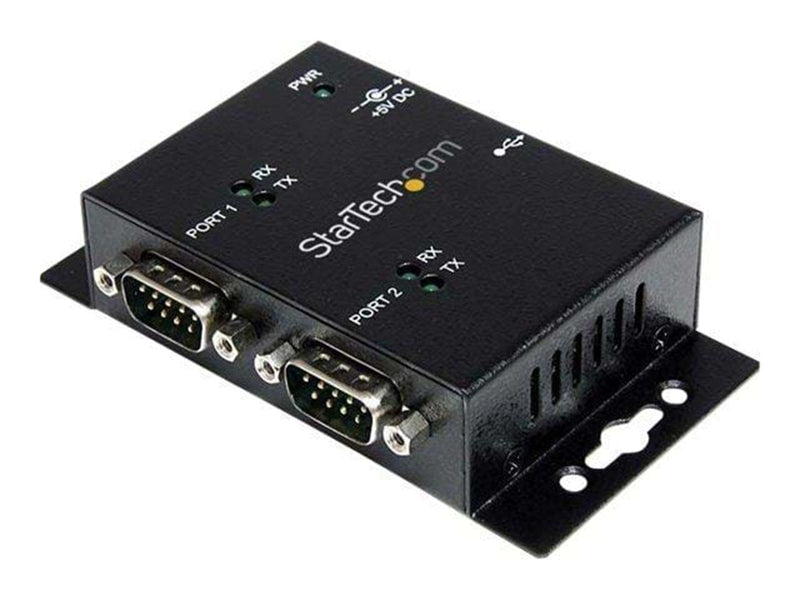 StarTech.com 2 Port Industrial Wall Mountable USB zu Serial Adapter Hub mit DIN Rail Clips - seriell Adapter