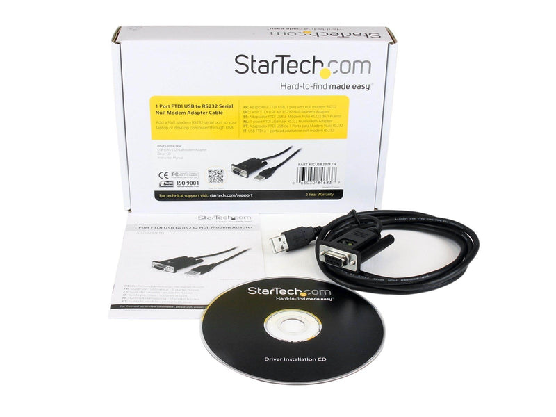 StarTech.com 1 Port USB zu Null Modem RS232 DB9 Serial DCE Adapter Kabel mit FTDI