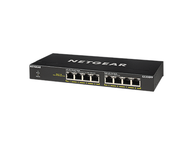 Netgear GS308PP 8-Port Gigabit Ethernet SOHO PoE+ Unmanaged Switch (83W)