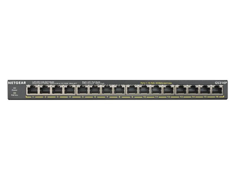 Netgear GS316P-100EUS Unmanaged 16-Port PoE Gigabit Ethernet Switch