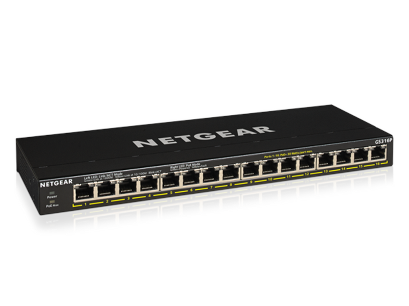 Netgear GS316P-100EUS Unmanaged 16-Port PoE Gigabit Ethernet Switch