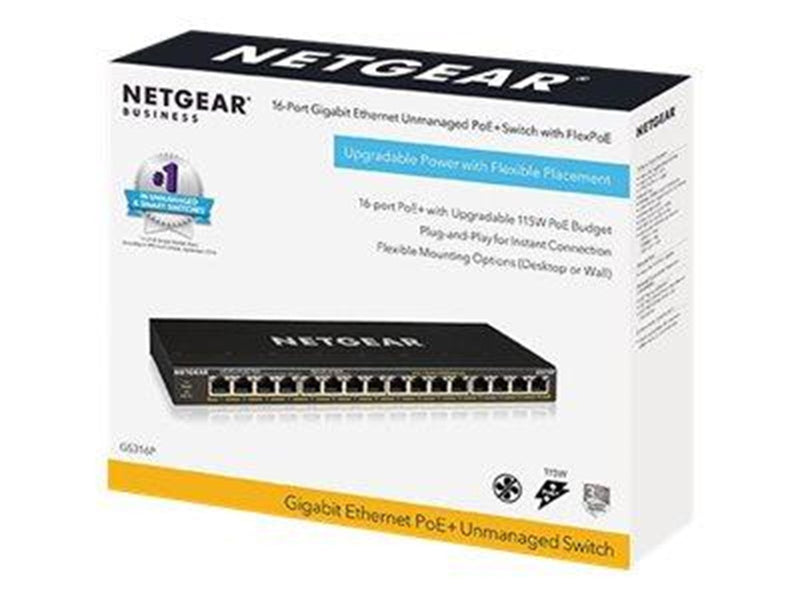 Netgear GS316P-100EUS Unmanaged 16-Port PoE Gigabit Ethernet Switch