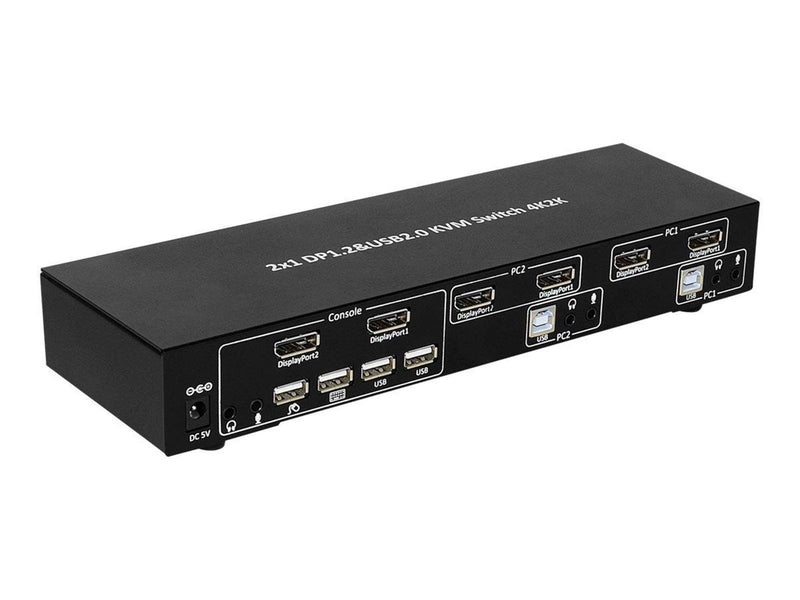 IC INTRACOM techly 2-Port DisplayPort1.2 Dual-Monitor KVM Switch