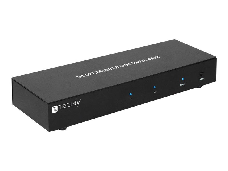 IC INTRACOM techly 2-Port DisplayPort1.2 Dual-Monitor KVM Switch