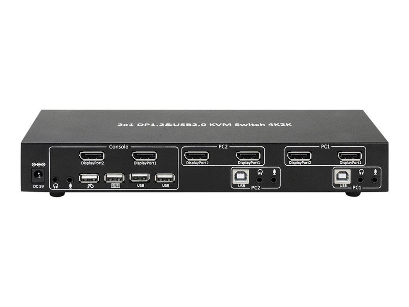 IC INTRACOM techly 2-Port DisplayPort1.2 Dual-Monitor KVM Switch