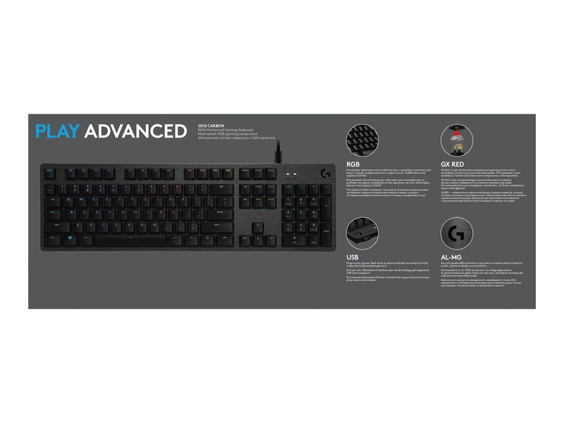 Logitech G512 Carbon GX Red - US - Gaming Tastaturen - Universal - Schwarz
