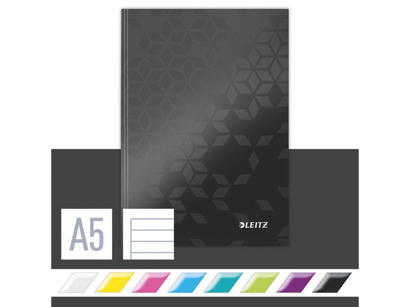 Leitz  WOW Notizbuch A5 liniert mit festem Einband Schwarz